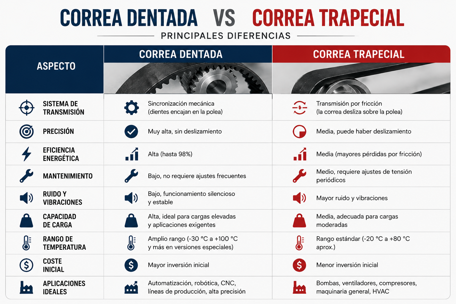Correa dentada vs correa trapezoidal: diferencias y cuál elegir - Royse Correa dentada vs correa trapezoidal: diferencias y cuál elegir - Royse
